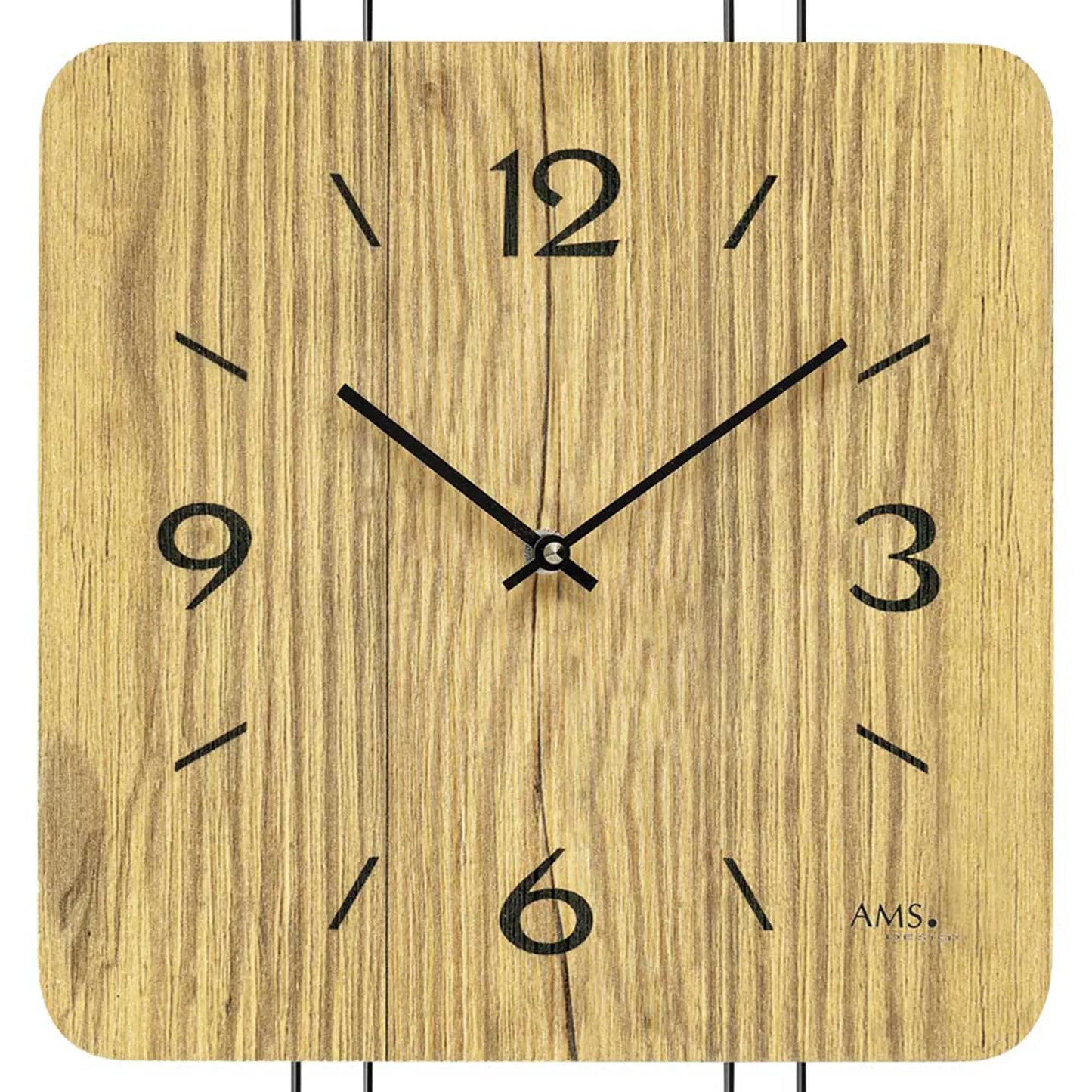 AMS W9700 Wall Clock Wild Oak • Quartz Movement • Metal Design