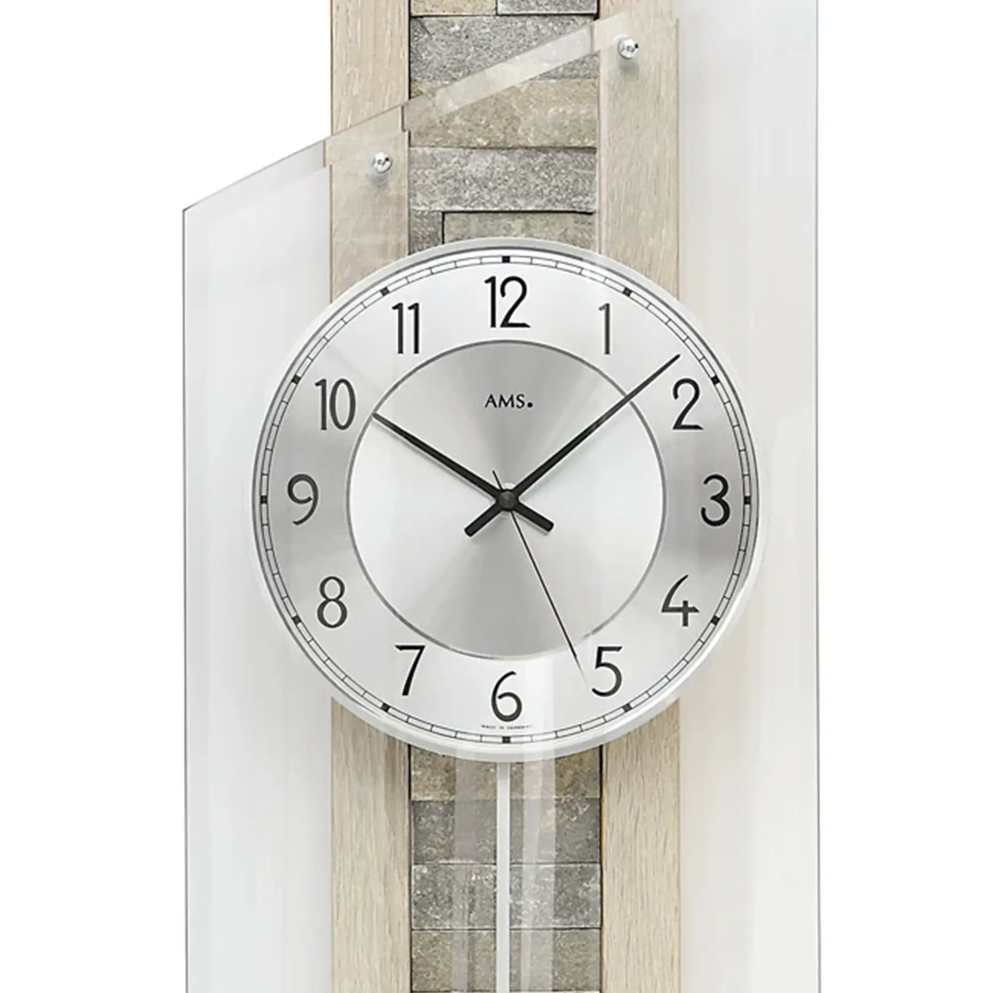 AMS Wanduhr-Zifferblatt mit großen Ziffern, schwarzen Zeigern und Mineralglas-Abdeckung