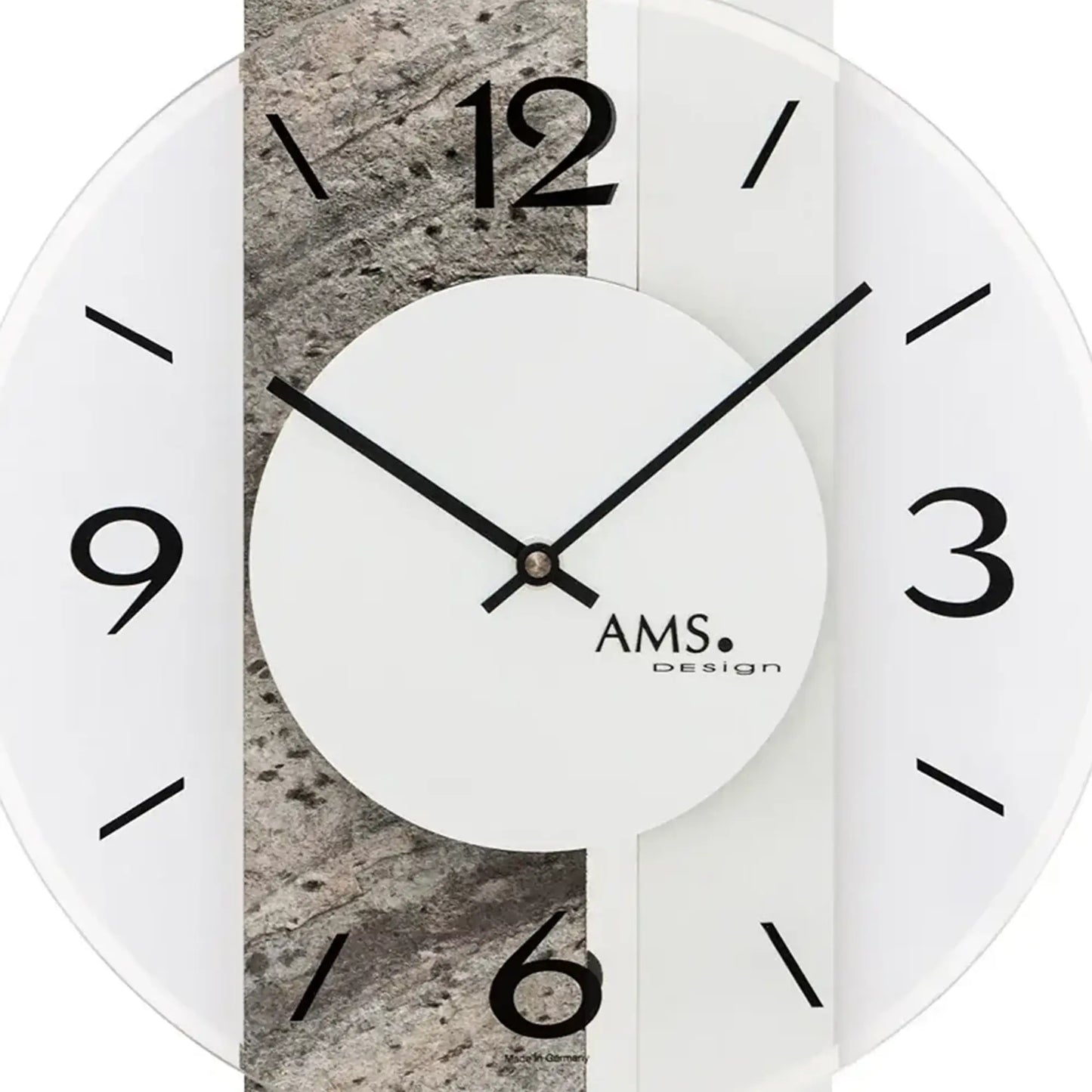 AMS W9558 Zegar ścienny kamień naturalny/aluminium • Mechanizm kwarcowy • Nadrukowane szkło mineralne