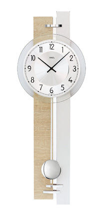 AMS W7441 Wanduhr Sonoma/Alu • Quarz-Pendelwerk • Made in Germany