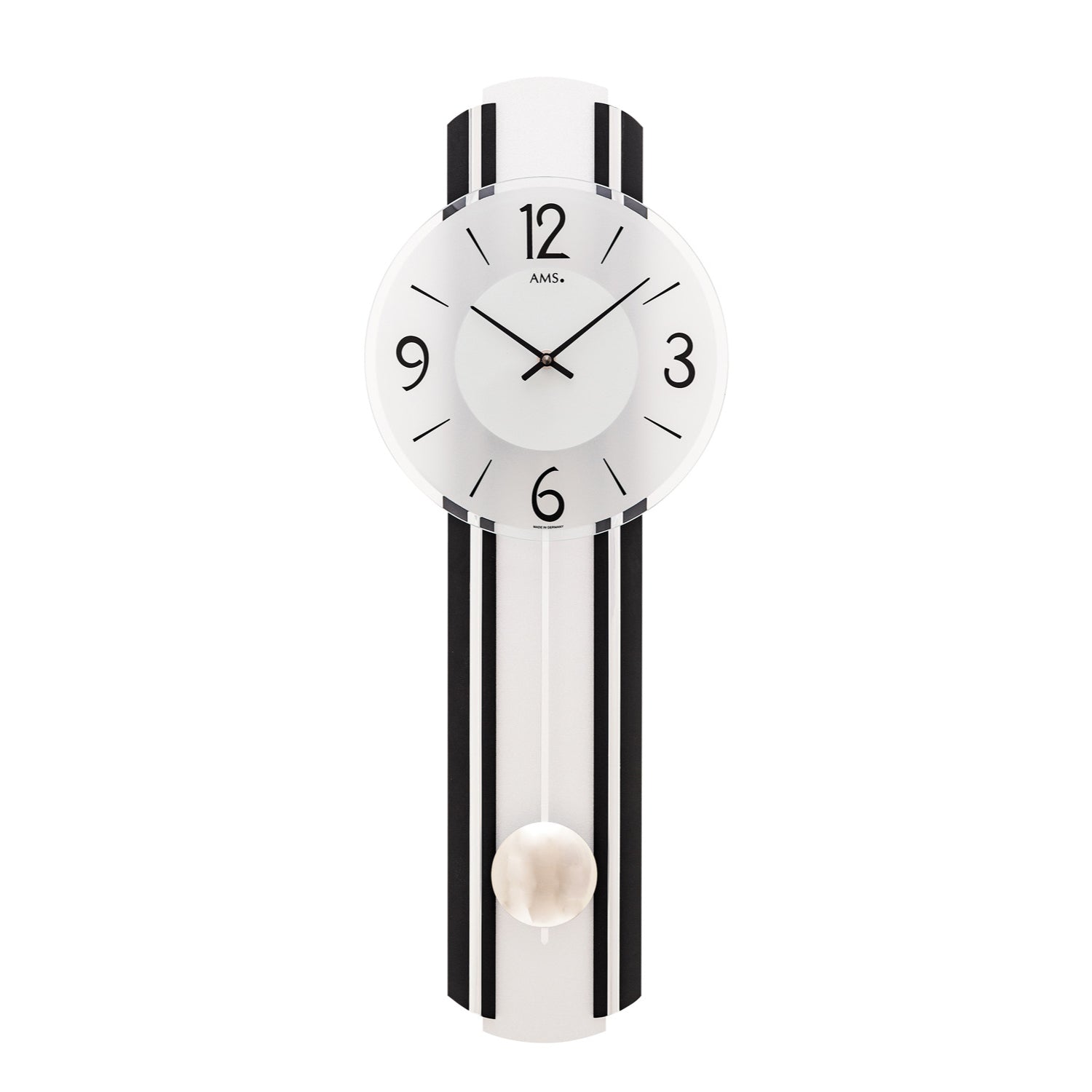 AMS W7231 Wanduhr Anthrazit/Silber • Quarz-Pendelwerk • Holzgehäuse