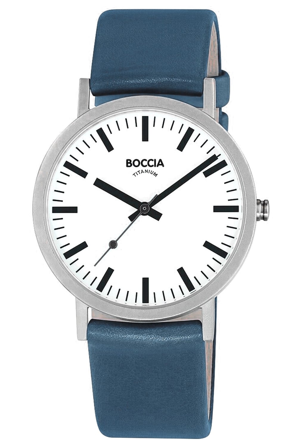 Boccia 3651-24 Herrenuhr Titan Azurblau • Titangehäuse • Lederband