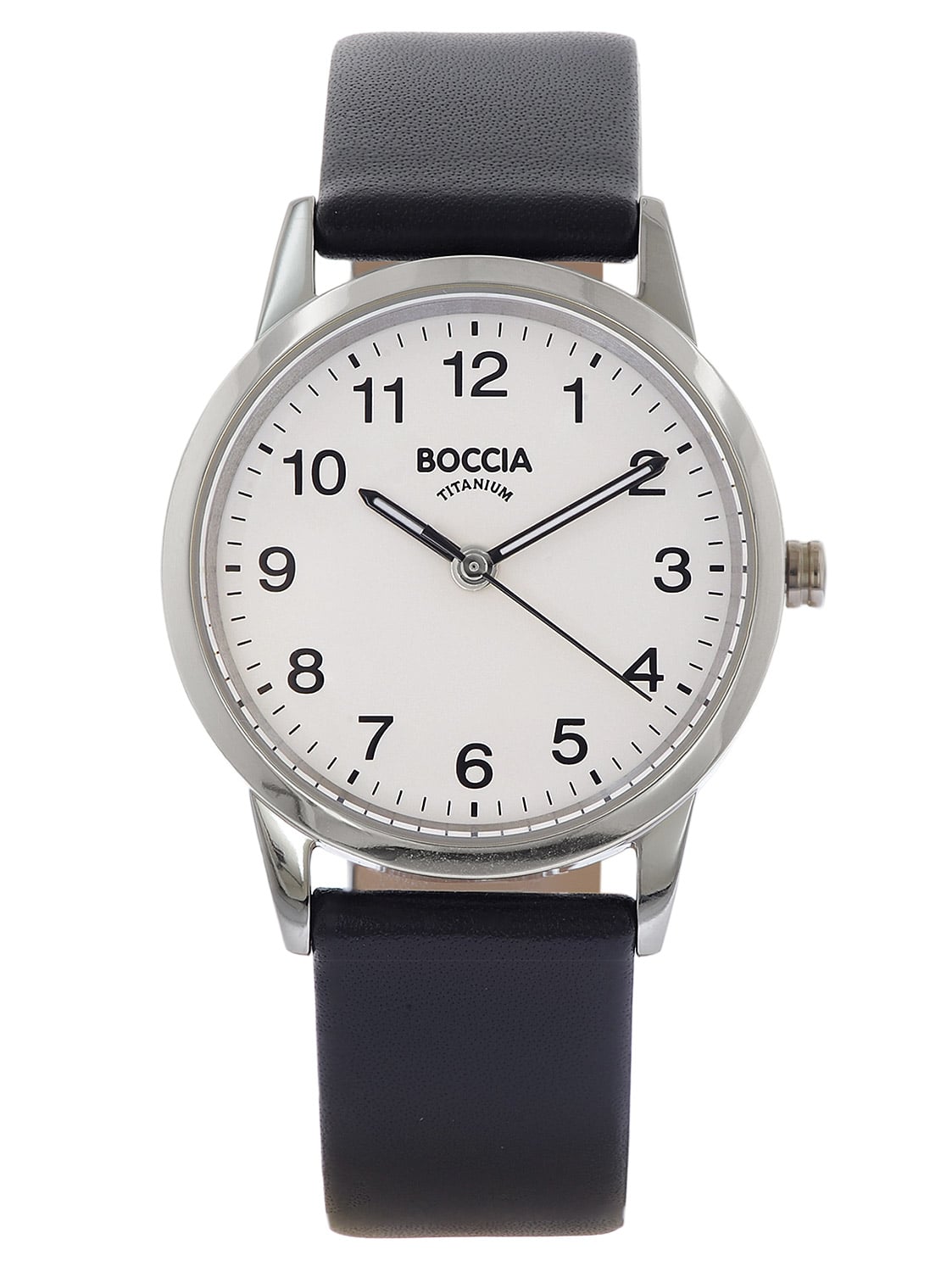 Boccia 3379-01 Damen Armbanduhr • Titan-Quarzwerk • Schwarzes Lederband