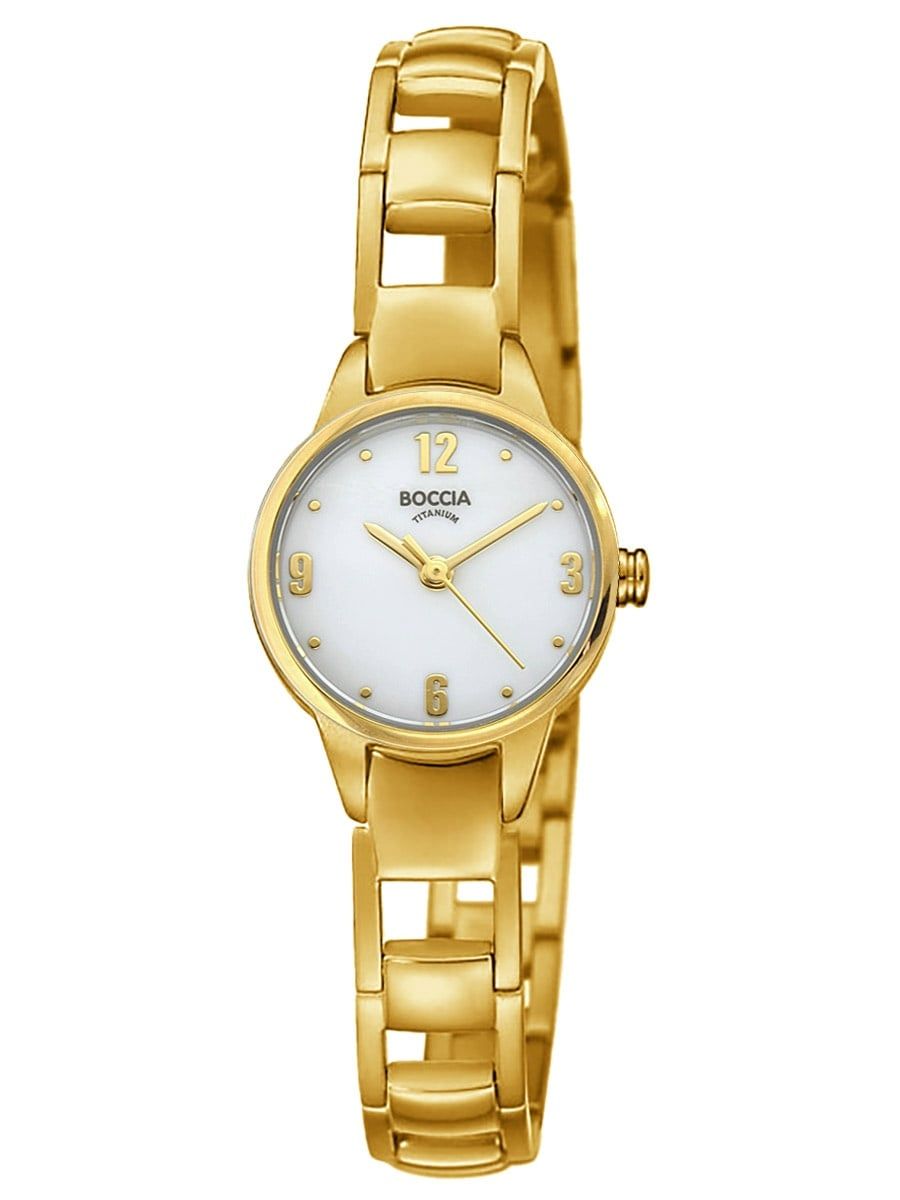 Boccia 3277-03 Damen Armbanduhr • Titan Goldfarben • Mineralglas