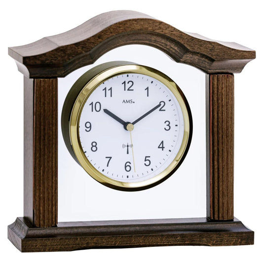 AMS Table Clock 19x18x6 cm Walnut • Radio-controlled movement • Silent