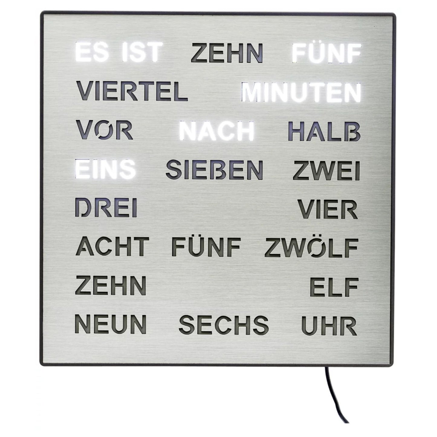 AMS Tischuhr Metall • Intelligente Wortanzeige • Modernes Design