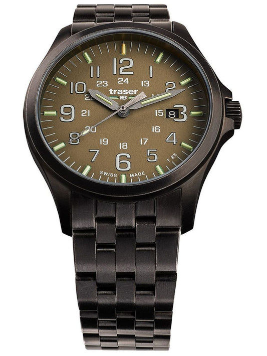 Traser H3 P67 Officer GunMetal 108738 Herrenuhr Khaki • Tritium-Leuchtzeiger • 10 ATM Wasserdicht