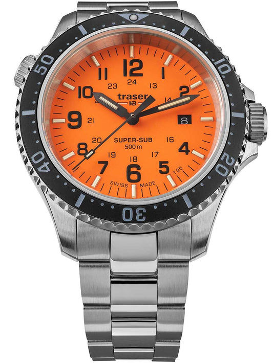 Traser H3 P67 T25 SuperSub 109381 Herrenuhr Orange • Tritium-Leuchtmasse H3 • 50 ATM Wasserdicht