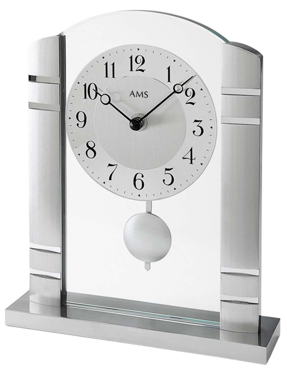AMS Tischuhr 23x19x4 cm Metall • Modernes Design • Geräuschloses Quarzwerk