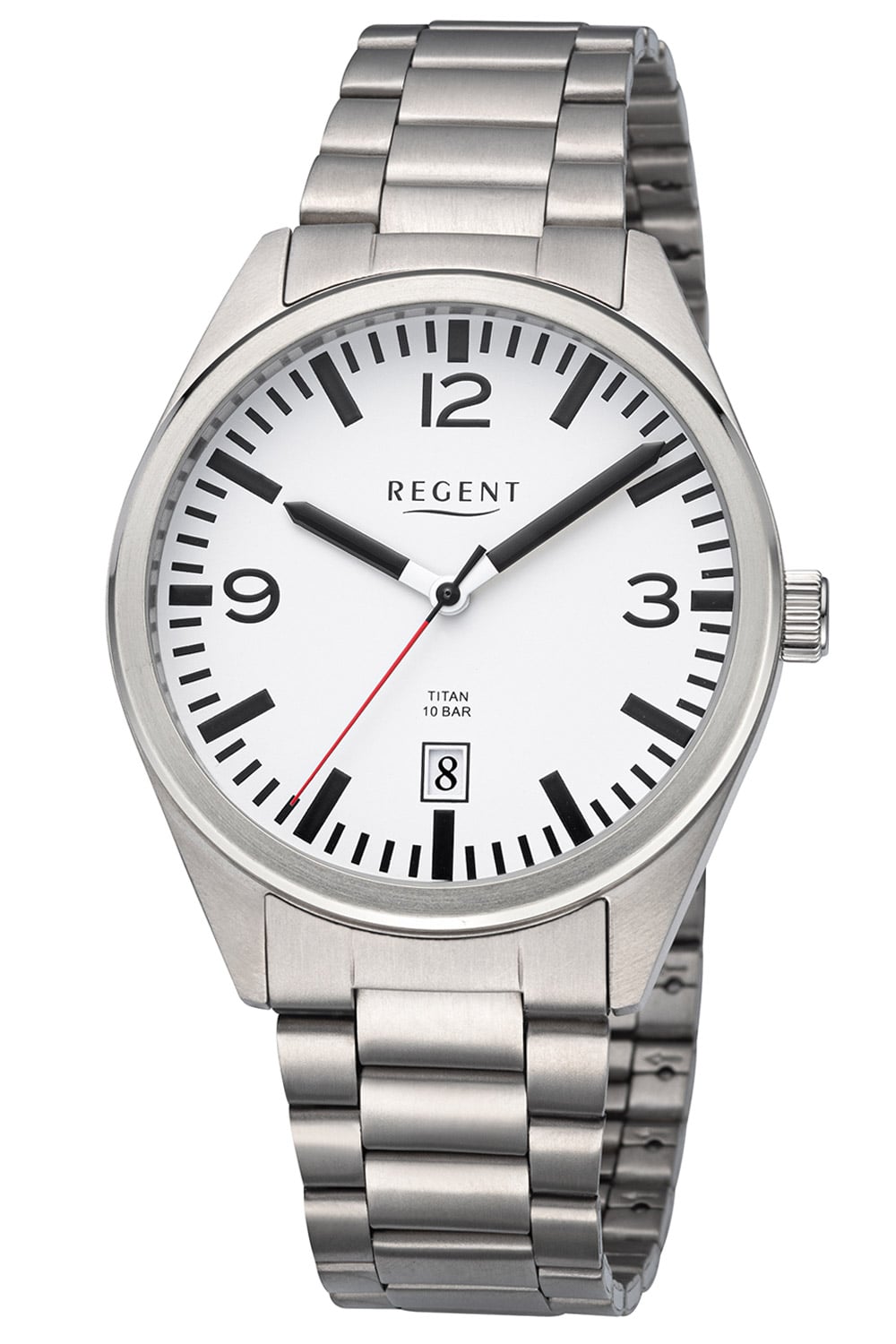 Regent Filius F-1605 Herrenuhr Weiß • Titan-Gehäuse • Mineralglas