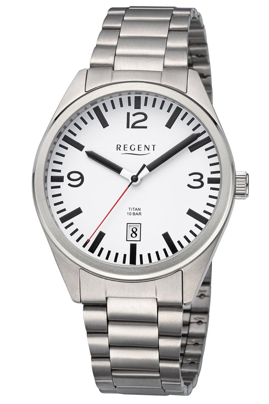 Regent Filius F-1605 Herrenuhr Weiß • Titan-Gehäuse • Mineralglas