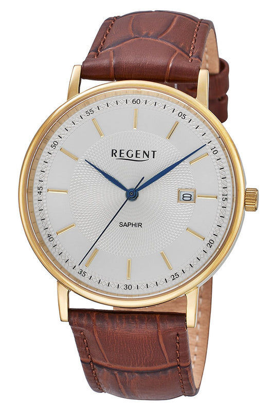 Regent Filius F-1592 Herrenuhr Goldfarben • Saphirglas • Quarzwerk mit Datum