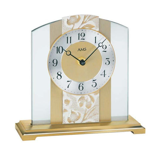 AMS Table Clock 20x20x6 cm Metal & Glass • Modern Design • Precise Quartz Movement