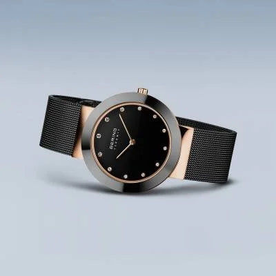 Bering Ceramic 11435-166 Damenuhr Schwarz-Roségold • Saphirglas • Milanaise-Armband, Bild 5