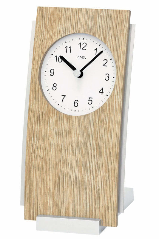 AMS Table Clock 19x10x10 cm Wood • Precise Quartz Movement • Modern Design
