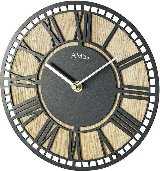 AMS Tischuhr 22x22x6 cm Metall • Präzises Quarzwerk • Zeitloses Design