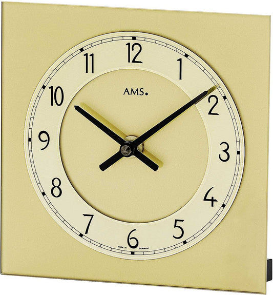 AMS Tischuhr 16x16x4 cm Mineralglas • Präzises Quarzuhrwerk • Elegante Formgebung