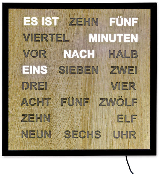 AMS Wall Clock 40x40 cm Metal, Acrylic • Word Clock • Modern Design
