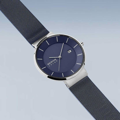 Bering Solar 14639-307 Herrenuhr • Kratzfestes Saphirglas • Feines Milanaise-Armband