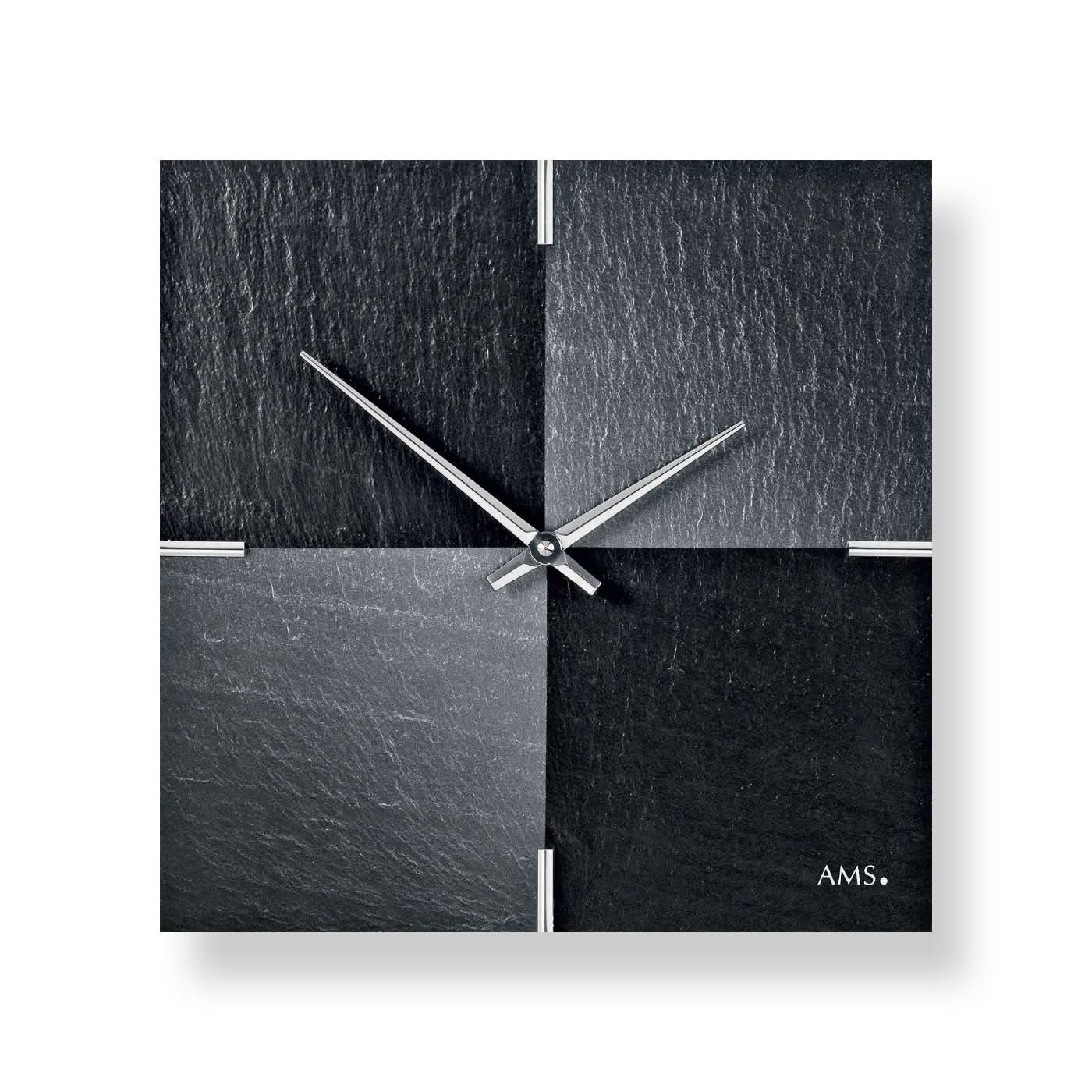 AMS Wall Clock 30x30x4 cm Slate • Silent Quartz Movement • Modern Design