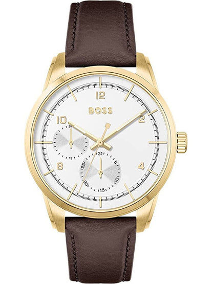 BOSS Sophio 1513956 Herrenuhr Gold • Gelbgold IP Edelstahl • Multifunktions-Quarzwerk