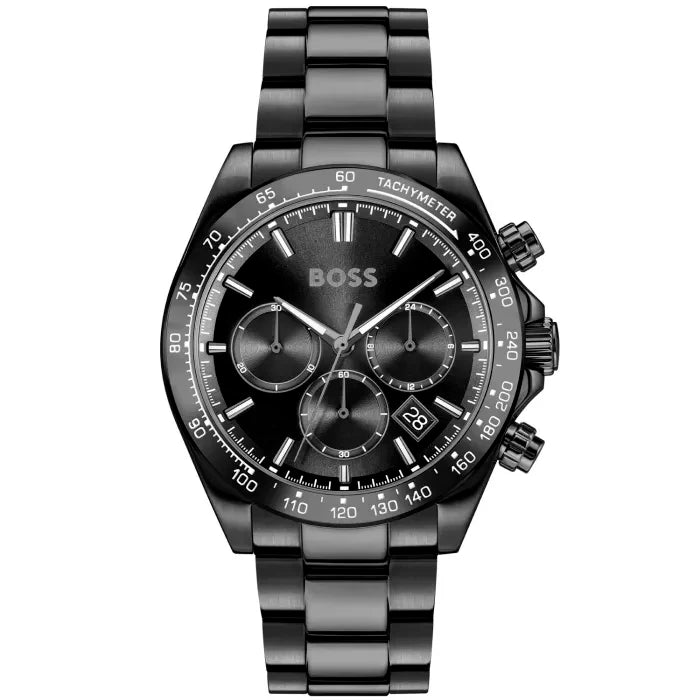 BOSS Hero 2.0 1514271 Herren Armbanduhr • Chronograph-Stil • Schwarzes Edelstahlarmband