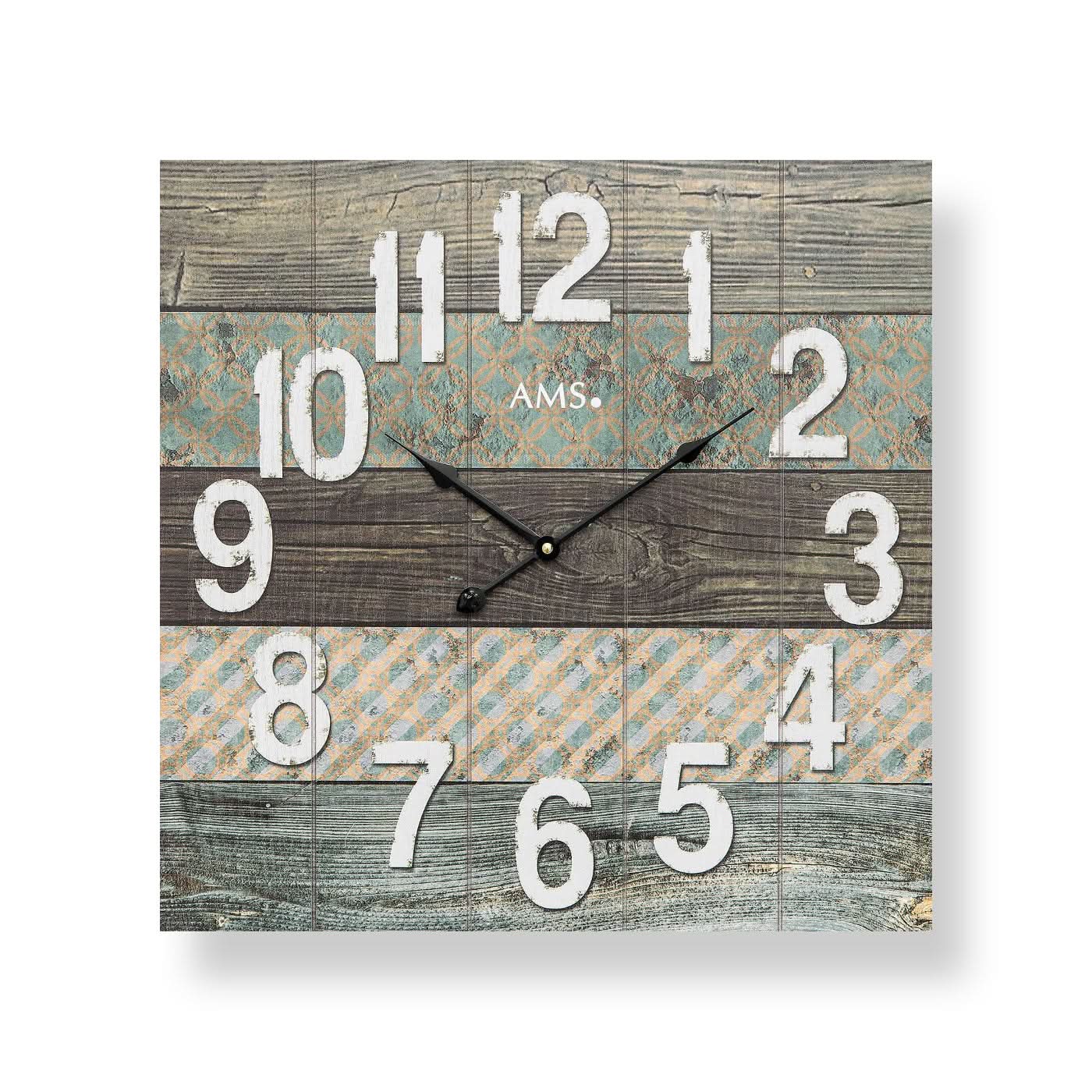 AMS Wall Clock 50x50x5 cm Wood • Precise Quartz Movement • Modern Design