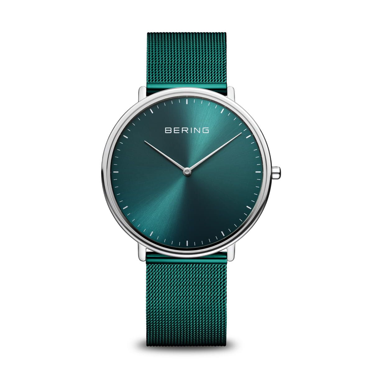 Bering Ultra Slim 15739-808 Armbanduhr Unisex Grün • Saphirglas • Milanaise-Armband