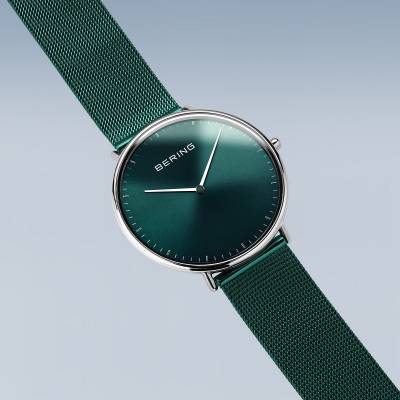 Bering Ultra Slim 15739-808 Armbanduhr Unisex Grün • Saphirglas • Milanaise-Armband, Bild 5