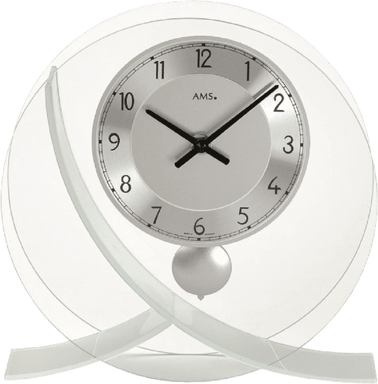 AMS Table Clock 23x23x7 cm Glass/Metal • Modern Design • Precise Quartz Movement
