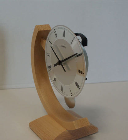 AMS Tischuhr 22x18x4 cm Buche • Quarz Uhrwerk • Modernes Design