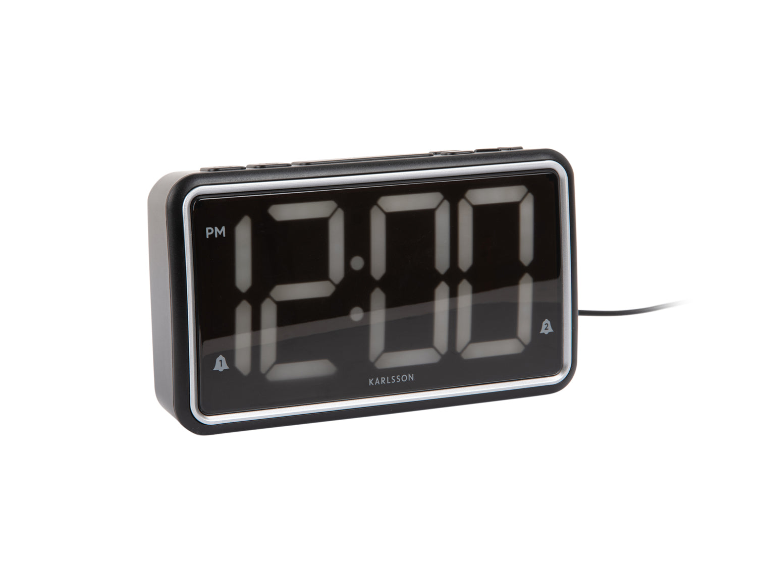 Karlsson New Retro KA6035BK Wecker Schwarz • Großes LED-Display • Retro-Design mit USB-Betrieb