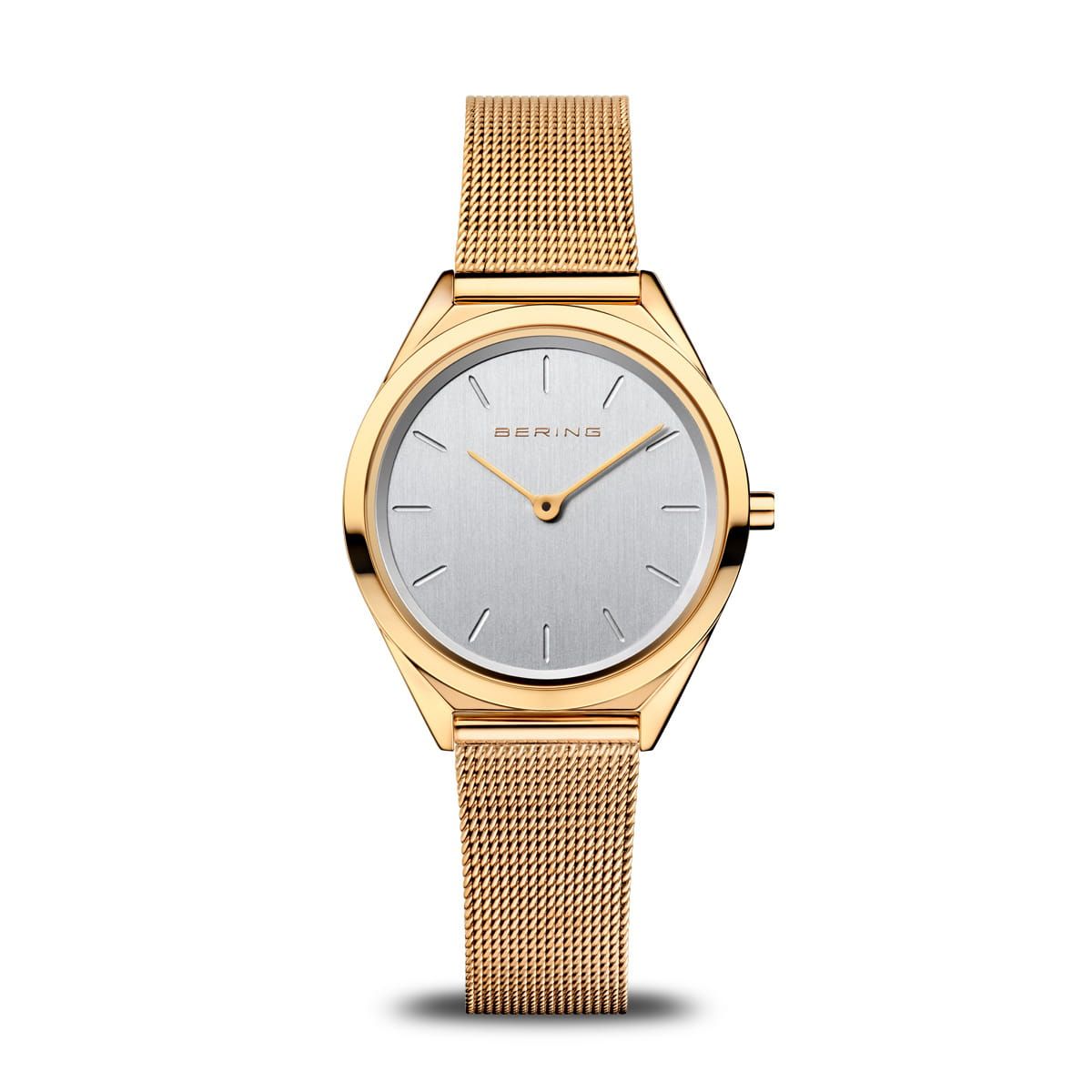 Bering Ultra Slim 17031-334 Damenuhr Goldfarben • Saphirglas • Milanaise-Armband