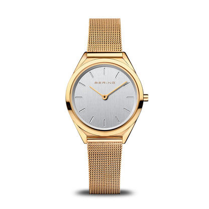 Bering Ultra Slim 17031-334 Damenuhr Goldfarben • Saphirglas • Milanaise-Armband