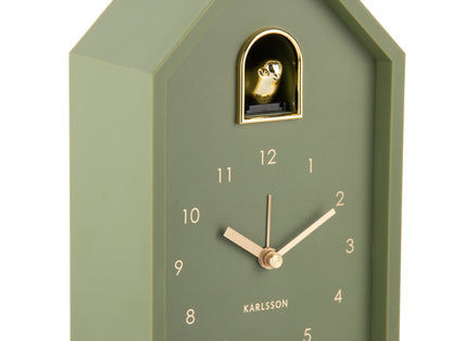 Karlsson Modern Cuckoo Oro KA6077GR Wecker Luxusgrün • Kuckucksgeräusch beim Alarm • Vergoldeter Vogel, Bild 3