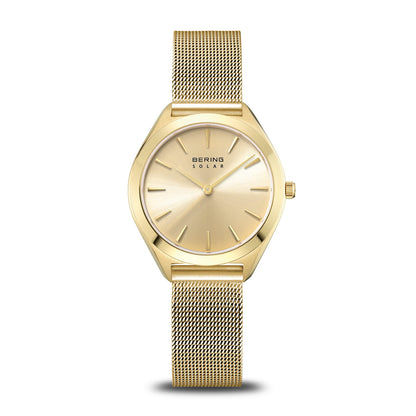 Bering Solar 17331-333 Damenuhr Goldfarben • Saphirglas • Solar-Quarzwerk