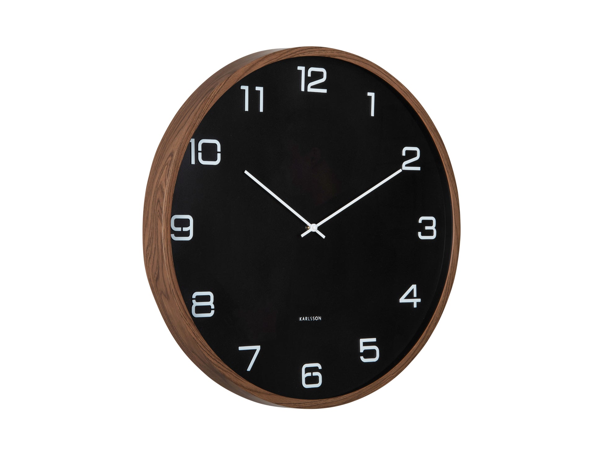 Karlsson Delicado Large KA6088BK Wanduhr Schwarz • Geräuschloses Sweep-Uhrwerk • Holzprint-Akzent