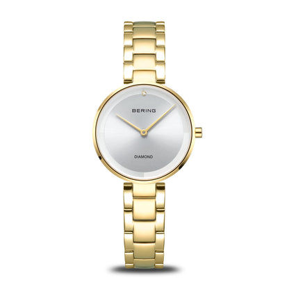 Bering Classic 17529-730 Damenuhr Gold • Saphirglas • Echter Diamant