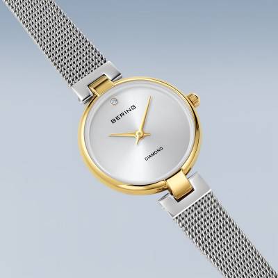 Bering Classic 17724-010 Damenuhr Gold • Saphirglas mit echtem Diamant • Milanese-Armband, Bild 3