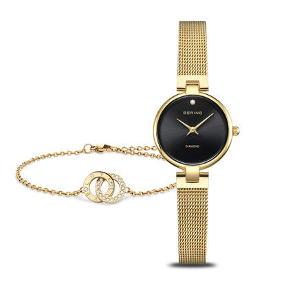 Bering Classic 17724-332-GWP Damen Armbanduhr Gold • Saphirglas • Milanaise-Armband