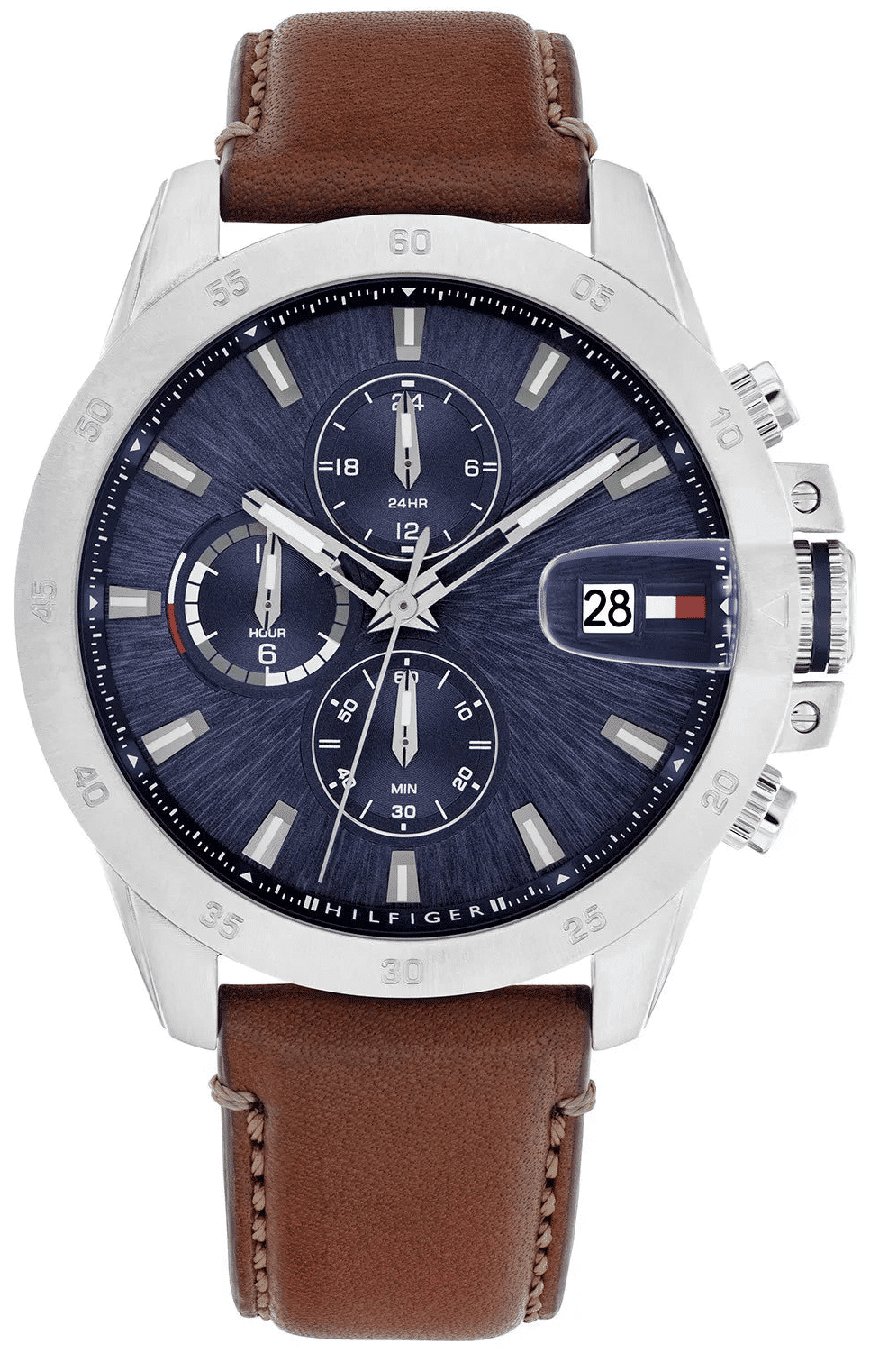 Tommy Hilfiger Jameson 1792195 Herrenuhr Blau • Lederarmband • Datumsanzeige