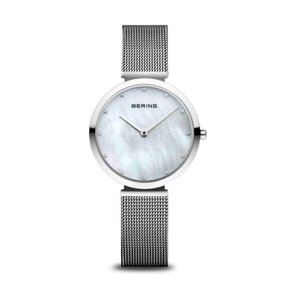 Bering Classic 18132-004 Damen Armbanduhr Silber • Saphirglas • Milanaise-Armband