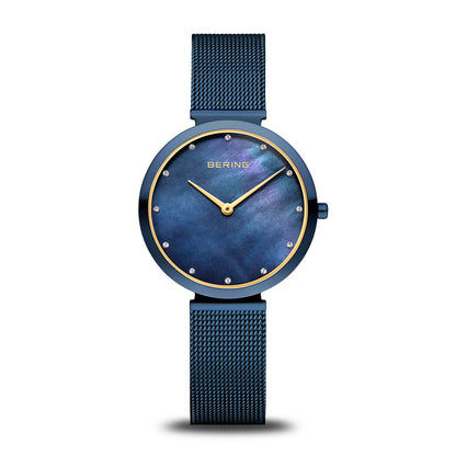 Bering Classic 18132-399 Damenuhr Blau • Saphirglas • Milanaise-Armband