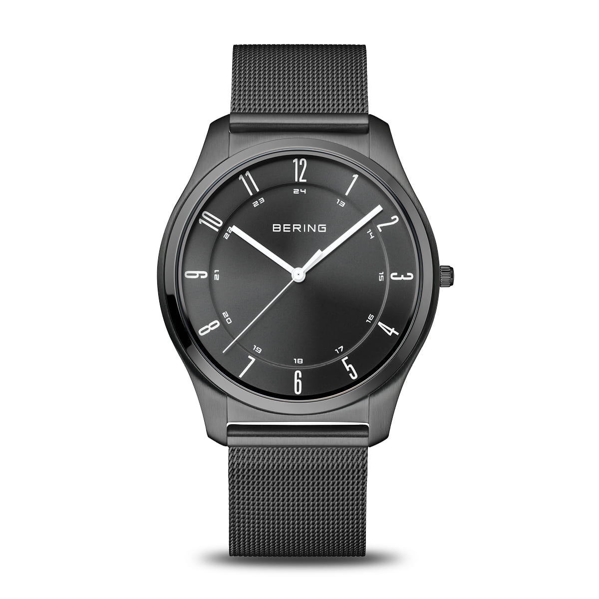Bering Ultra Slim 18340-222 Herrenuhr Schwarz • Saphirglas • Milanaise-Armband