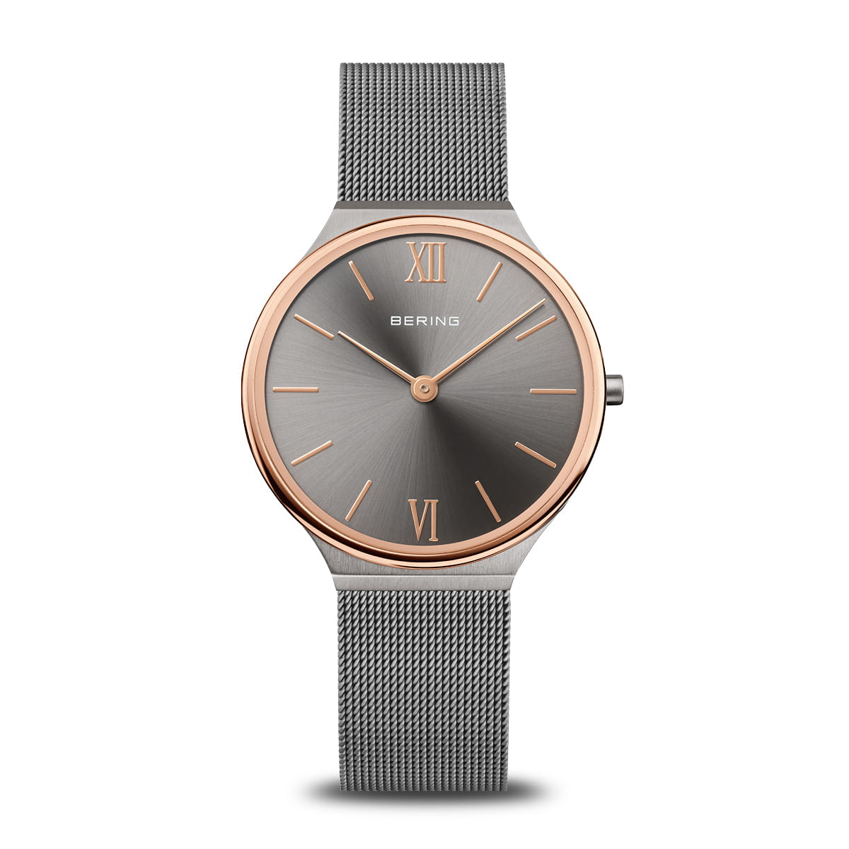 Bering Ultra Slim 18434-369 Damenuhr Grau • Saphirglas • Milanaise-Armband