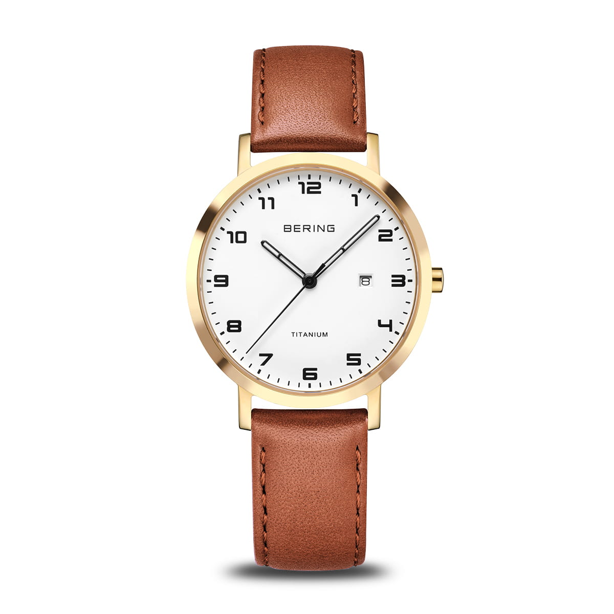 Bering Titanium 18634-534 Damenuhr Gold • Saphirglas • Leichtgewichtiges Titan