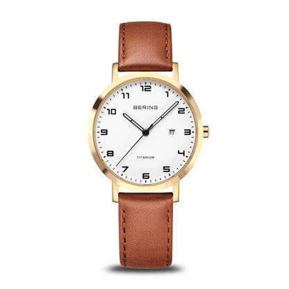 Bering Titanium 18634-534 Damenuhr Gold • Saphirglas • Leichtgewichtiges Titan