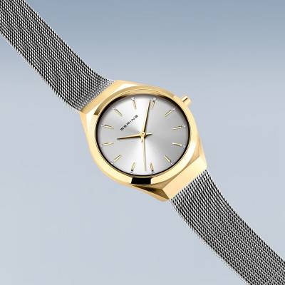 Bering Ultra Slim 18729-010 Damenuhr Gold-Silber • Saphirglas • Milanaise-Armband, Bild 4