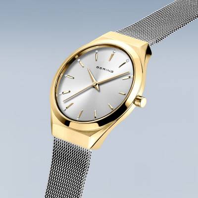Bering Ultra Slim 18729-010 Damenuhr Gold-Silber • Saphirglas • Milanaise-Armband, Bild 3