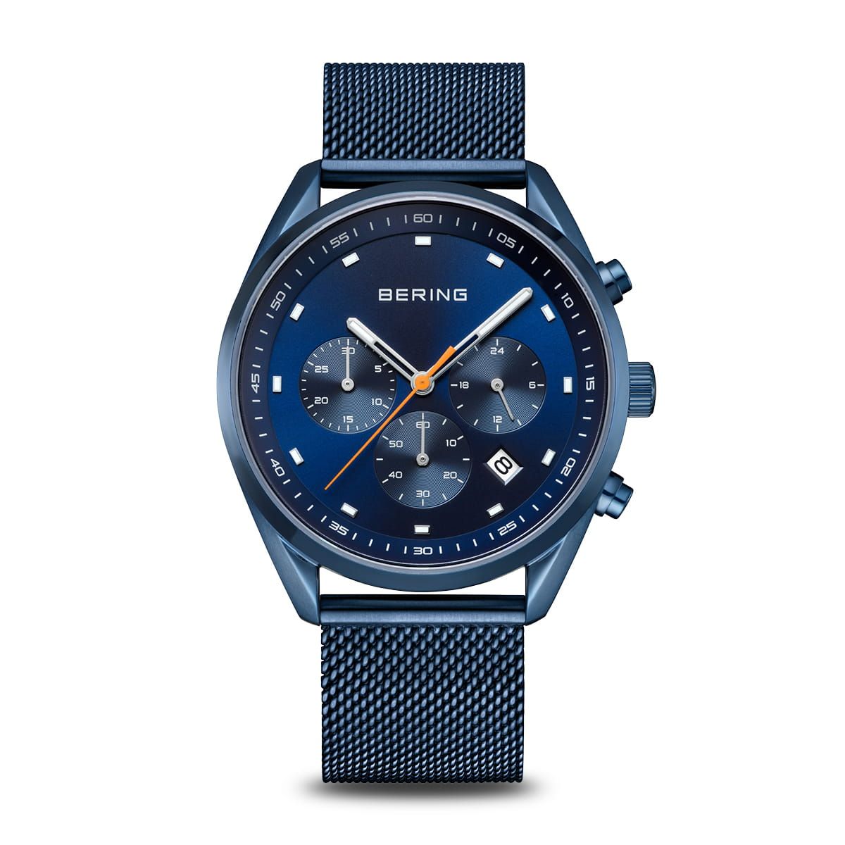 Bering 19240-397 Herrenuhr Chronograph Blau • Saphirglas • Milanaise-Armband